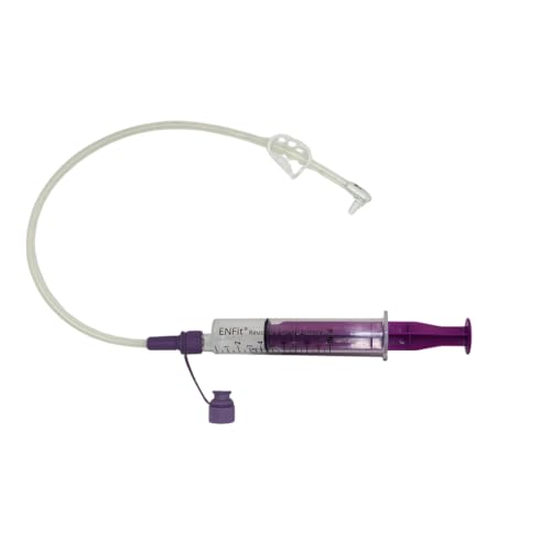 Envue ENFit 10mL Reusable O-Ring bFed Syringe for Tube Feeding, 25-Pack, Purple Plunger