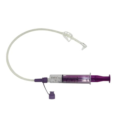 Envue ENFit 10mL Reusable O-Ring bFed Syringe for Tube Feeding, 25-Pack, Purple Plunger