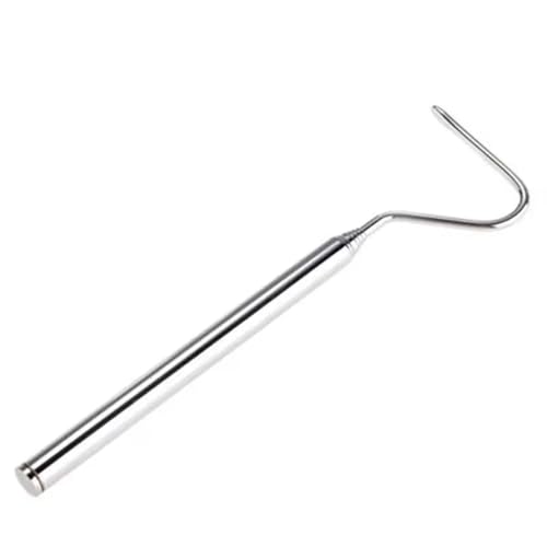 Adjustable Stainless Steel Snake Hook Retractable Long Handle Professional Amphibious Reptile Catching Tool Accessories(Silver) - color: Silver