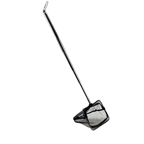 AQUANEAT Aquarium Net with Extendable Long Handle, Adjustable Wastes Skimming Cleaning Tools for Fish Tanks - size: 3 Inch