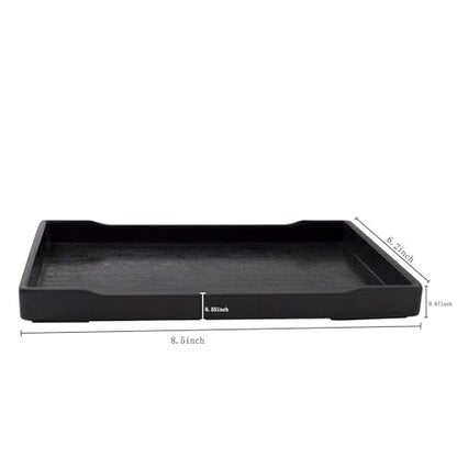 OMEM Reptile Bowl Large Food and Water Dish Enough Space Also Fit for Bath Simulated Wood Grain Surface (M, Black) - color: Black, size: M