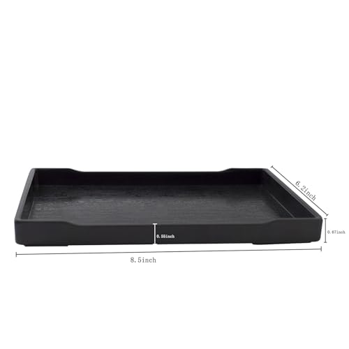 OMEM Reptile Bowl Large Food and Water Dish Enough Space Also Fit for Bath Simulated Wood Grain Surface (M, Black) - color: Black, size: M