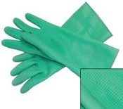 Application(donning) Rubber Gloves - ridged, S, Green Gloves