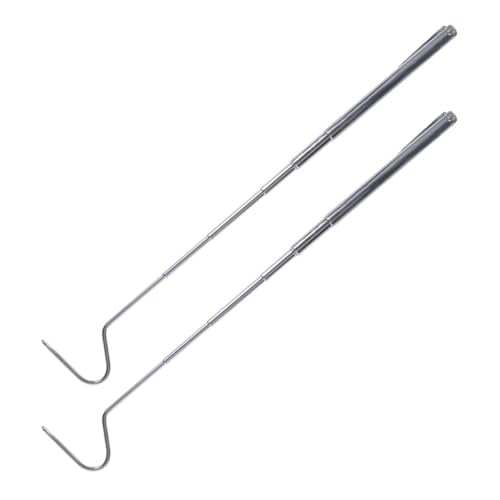 SHINEOFI 2pcs Retractable Snake Hooks Stainless Steel Reptile Catching Tools with Smooth Edges Comfortable Grip Lightweight Snake Handling Grabbers