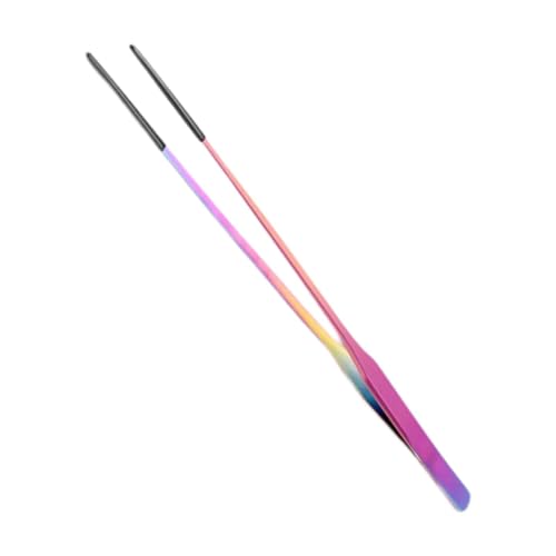 Reptile Feeding Tongs Stainless Steel Silicone Tip Aquarium Tweezers Terrarium Clamp Feeder Tool Water Grass Clip Suitable for Fish Tank Small, Straight - color: Straight