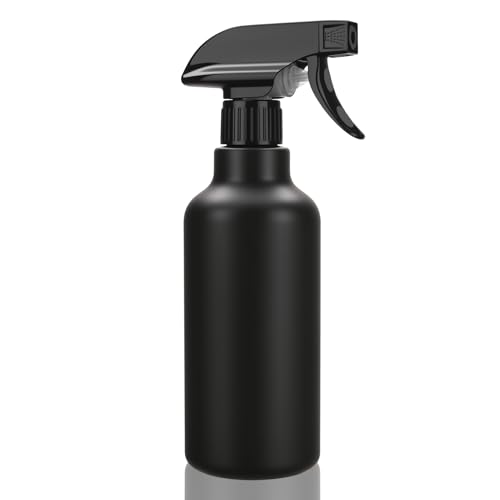 16.9oz/500ml Plastic Spray Bottles 1 Pack, Adjustable Mist/Stream | Refillable heavy duty spray containers for plants, cooking, hair care and household cleaning - color: 16.9oz-Black