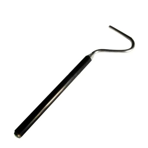 Adjustable Stainless Steel Snake Hook Retractable Long Handle Professional Amphibious Reptile Catching Tool Accessories(Black) - color: Black