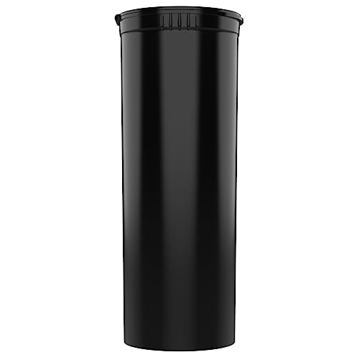60 Dram CR Plastic Packaging Pop Top Containers - Child Resistant Travel Holder Vial Bottles - 75 qty (Black) - color: Black