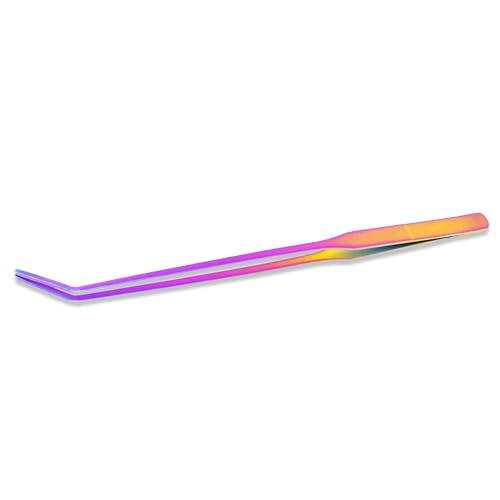 Mandala Crafts Rainbow 15 Inches Curved Aquarium Tweezers for Fish Tanks | 15 Inch Forceps, Rust Resistant Stainless Steel, Trimming Aquatic Plants, Bowls, Terrariums, Freshwater & Saltwater Aquascape - color: Rainbow Curved Tweezers, size: 15 Inches