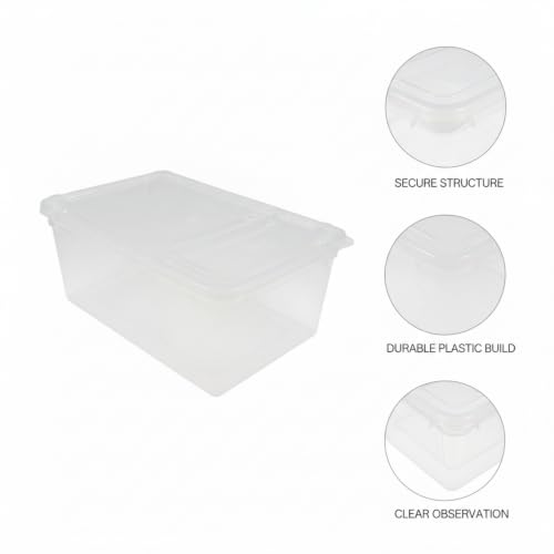 Small Plastic Terrarium Container, Clear PP Habitat Box for Reptiles & Amphibians, 6.7 x 4.1 x 2.8 Inches, White