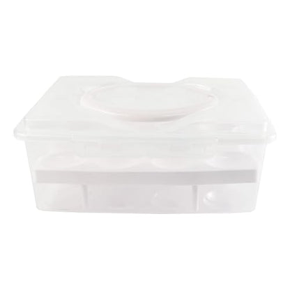 Ortable Large Capacity Double-layers Egg Storage Container Holds 24 Eggs Shatter-proof Non-slip Eggs Holder with Handle (White) - color: White