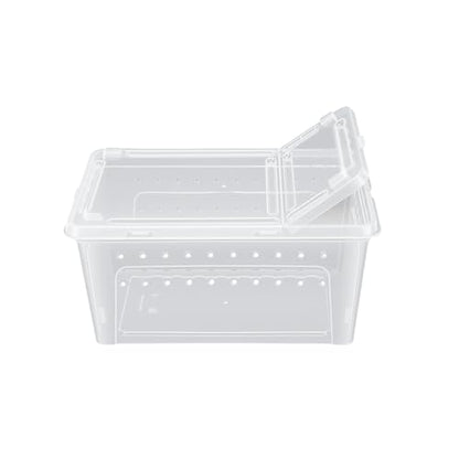 2PCS Reptile Feeding Box Terrariums Terrarium Breeding Tank Transparent Animal Cage for Bearded Dragon Lizard Spider Scorpion Gecko, 8.46x12.4x5.91in 2PCS Reptile (L)