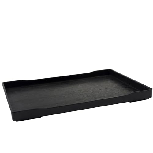 OMEM Reptile Bowl Large Food and Water Dish Enough Space Also Fit for Bath Simulated Wood Grain Surface (L, Black) - color: Black, size: L (Lot de 1)
