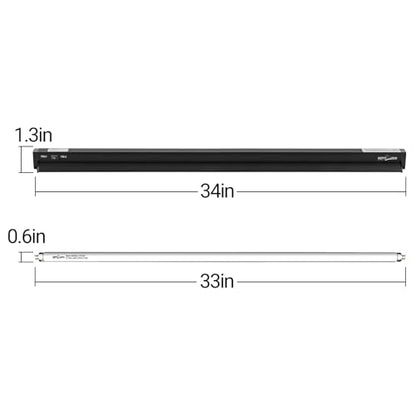 REPTI ZOO Switchable UVB Light for Reptiles, 39W T5 UVB Light Combo Kit for Tropical & Desert Reptile, 34" Terrarium Hood Lamp Fixture with UVB 10.0 Bulb for Bearded Dragon Snake Gecko Lizard Tortoise - size: 34 IN