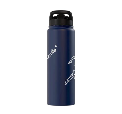 Cricket Keeper Drawing Stainless Steel Insulated Water Bottle - color: Navy Blue