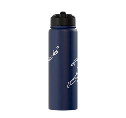 Cricket Keeper Drawing Stainless Steel Insulated Water Bottle - color: Navy Blue