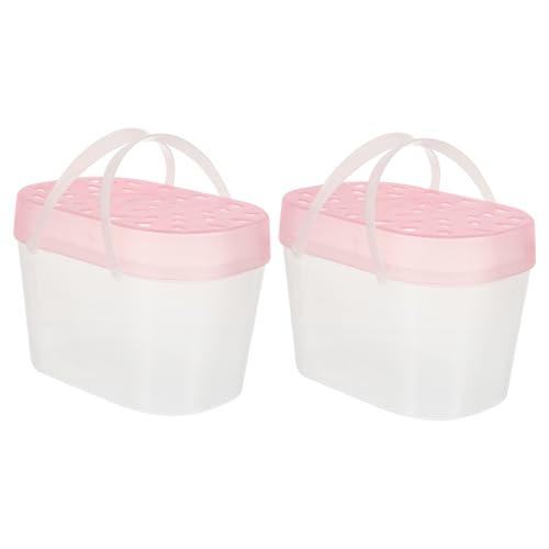Yardwe 2pcs Portable Small Pet Carriers Hamster Cages Plastic Reptile Boxes Turtle Containers Medium Size Pink for Outdoor Travel