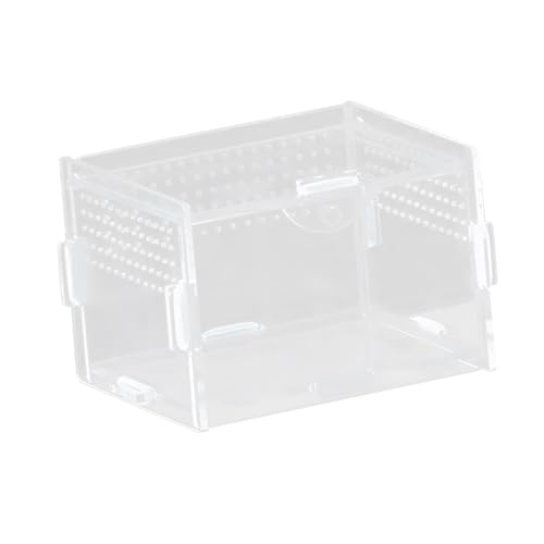Reptile Breeding Box Terrarium Professional Clear Animal Habitat Cage with Ventilation Holes for Geckos Frogs Hermit Crabs- 10x8x7cm