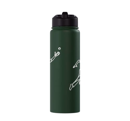 Cricket Keeper Drawing Stainless Steel Insulated Water Bottle - color: Dark Green