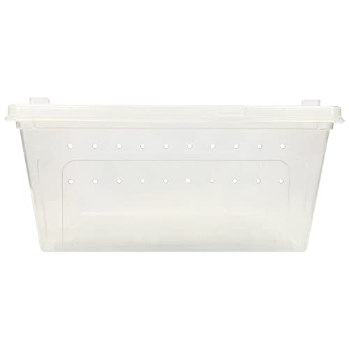 Happy Habitat - Ventilated Enclosure & Breeder Box - for Live Feeder Insects, Reptiles, Amphibians & Other Small Pets - Durable Plastic Portable Terrarium (Medium) - size: Medium