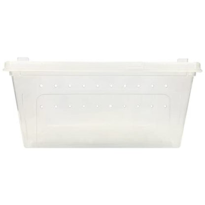 Happy Habitat - Ventilated Enclosure & Breeder Box - for Live Feeder Insects, Reptiles, Amphibians & Other Small Pets - Durable Plastic Portable Terrarium (Medium) - size: Medium
