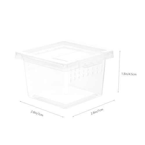 FRCOLOR Clear Plastic Insect Feeding Box Small Critter Keeper Portable Mini Terrarium Cage 2.76X2.76X1.77In Ideal for Reptiles Amphibians and Small Animals