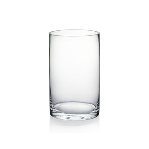 WGVI Quality Thick Clear Cylinder Glass Vase, 3" W x 5" H, Floral Container, Glass Candle Holder, Flower Vases, Wedding Centerpiece, Planter Terrarium, Table Top Home Décor Accent, 1 Piece - size: 3"x5"H