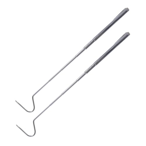 Beaupretty 2pcs Stainless Steel Telescopic Snake Catching Hooks Portable Reptile Grabber Tools with Smooth Safe Hook Design for Easy Handling and Secure Capture