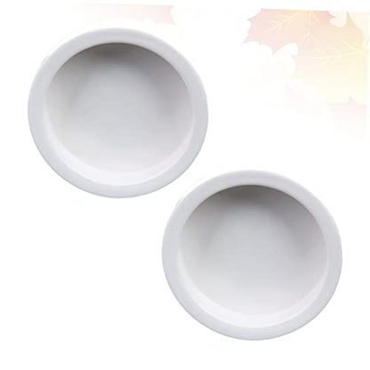 Kisangel 2pcs Reptile Food and Water Storage Bowls Thicken Ceramics Lizard Feeder Set Round Design for Reptiles Easy to Clean Stable Base White
