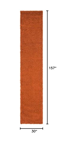 Unique Loom Solid Shag Collection Area Rug (2' 6" x 13' 1" Runner, Terracotta) - color: Terracotta, size: 2'6" x 13'1" (Runner)