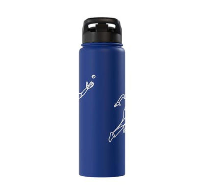 Cricket Keeper Drawing Stainless Steel Insulated Water Bottle - color: Royal Blue