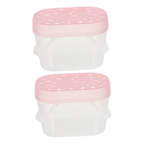 Abaodam 2pcs Small Hamster Cage and Turtle Carrier Box Portable Pet Reptile Container with Handle Medium Pink for Outdoor Travel
