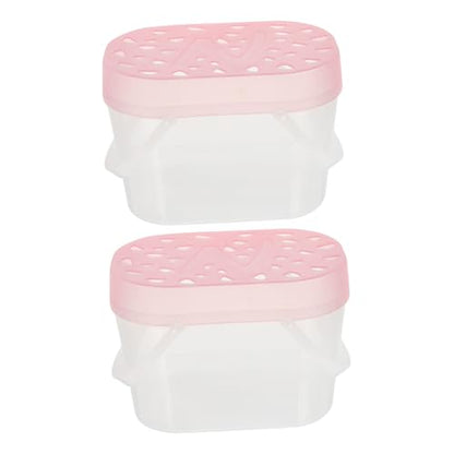 Abaodam 2pcs Small Hamster Cage and Turtle Carrier Box Portable Pet Reptile Container with Handle Medium Pink for Outdoor Travel