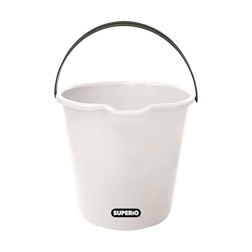 Superio 2.75 Gallon Plastic Cleaning Bucket with Large Spout, Utility Pail for Mopping, Car Wash, Fishing, Camping & Household Use, Light Grey, 1 Pack - color: Light Grey, size: 1 Pack