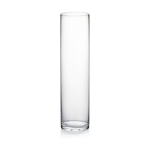 WGVI Quality Thick Weighted Clear Cylinder Glass Vases, 3" W x 12" H, Skinny Bud Vase Narrow Floral Bouquet Flower Arrangements Storage Container Candle Holders Decorative Accents, 1 Piece - size: 3"x12"H