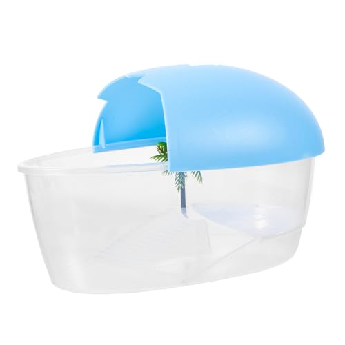 DOITOOL Practical Plastic Turtle Tank with Ramp and Sunbathing Platform Reusable Tortoise Breeding Box Aquarium for Safe Turtle Habitat and Easy Cleaning