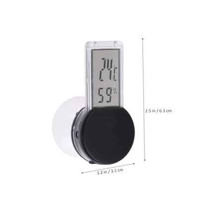 POPETPOP Suction Cup Thermometer Hygrometer for Indoor Reptile Box with Digital Temperature and Humidity Portable Wall Mountable Humidity Gauge for Home Bedroom Office Use Black