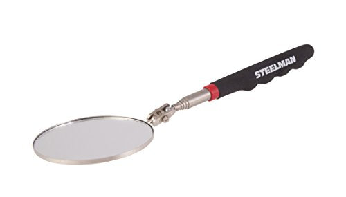Steelman 29-Inch Telescoping Auto Inspection Mirror, Durable Steel, Articulating 3.25-Inch Round Mirror, Contoured Grip - size: 29 inches