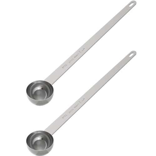 2PCS Extra Long Handle Coffee Scoop, 1Tbsp(15ml) Measuring Spoon | 9” Length, Food-Grade Stainless Steel, Accurate Measurement, Dishwasher-Safe, Engraved Marking, Coffee Ritual Essential - size: 1tbsp