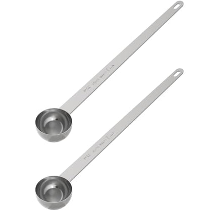 2PCS Extra Long Handle Coffee Scoop, 1Tbsp(15ml) Measuring Spoon | 9” Length, Food-Grade Stainless Steel, Accurate Measurement, Dishwasher-Safe, Engraved Marking, Coffee Ritual Essential - size: 1tbsp