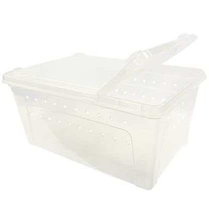 Happy Habitat - Ventilated Enclosure & Breeder Box - for Live Feeder Insects, Reptiles, Amphibians & Other Small Pets - Durable Plastic Portable Terrarium (Medium) - size: Medium