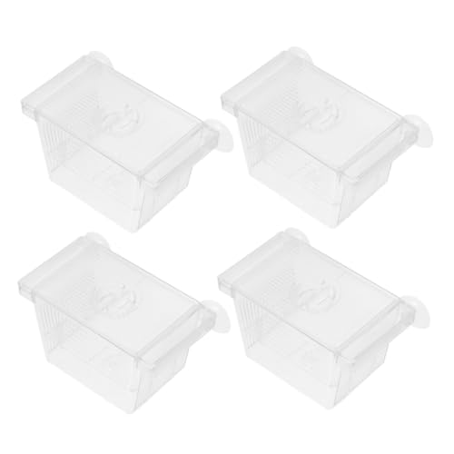 4pcs Self-Floating Fish Fry Incubator Aquarium Breeding Box Betta Fish Separator Box Dual-Layer Breeding Separator Reptile Shrimp