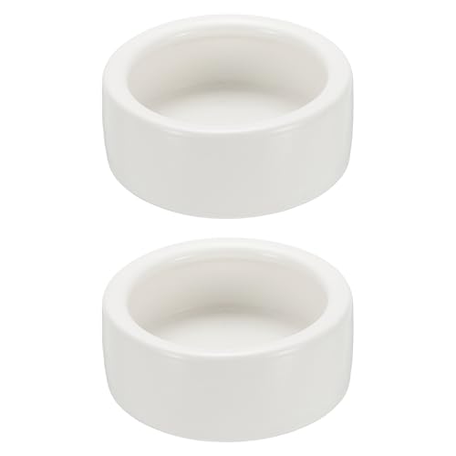Reptile Food Bowl, Worm Water Dish Ceramic Pet Bowl Food Dish Anti Escape Feeder Small (2 in, White, 2 Pack), Intended for Gecko/Scaled Pet/Amphibians/Spiders/Small Mammals - color: White, size: 2 In