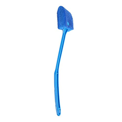Aquarium Cleaning Brush, Double Sided Sponge Brush with Long Handle Seaweed Scraper for Aquarium with Hanging Holes for Aquarium Acrylic Glass(Blue)