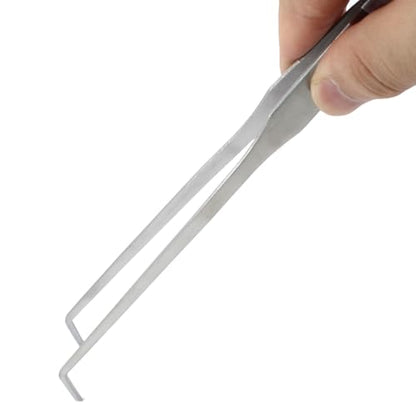 2PCS Stainless Steel Reptile Feeding Tongs | Long Tweezers, Aquarium Terrarium Feeder Tools, For Reptiles, Lizards, Snakes, Straight and Curved