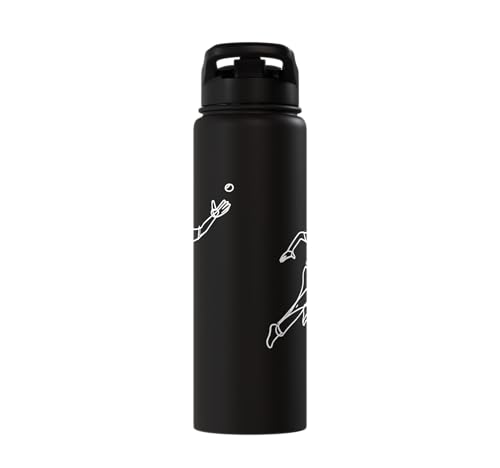 Cricket Keeper Drawing Stainless Steel Insulated Water Bottle - color: Black