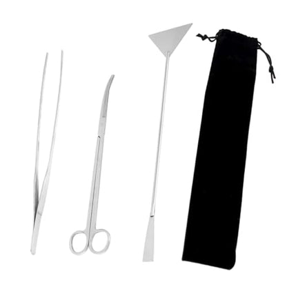 1Set Stainless Steel Aquarium Cleaning Tools Kit Aquatic Plant Tool with Pouch for Fish Tank Maintenance and Plant Trimming and Flexible for Precise Care