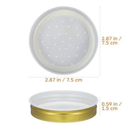 Toddmomy Metal Bee Feeders: Entrance Feeders 4pcs Honeybee Hive Feeders Mason Jar Lids Water Feeder for Bee Feeding Beekeeping Equipment Tools, 7.30X7.30X1.50CM