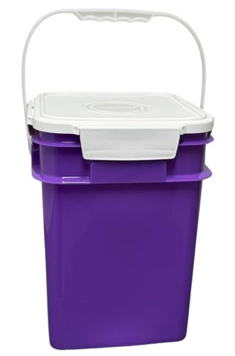 4 Gallon Square Food Grade Bucket Pail with Plastic Handles and Lid (Pack of 3) Made in USA containers (Purple) - color: Purple