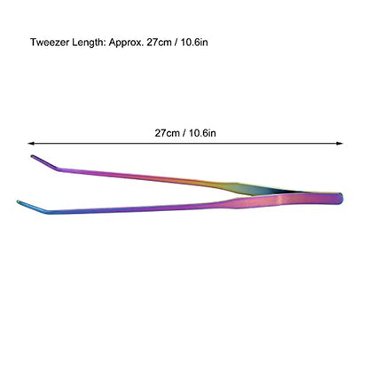 TITA-DONG 27cm Reptile Feeding Tongs, Rainbow Color Aquarium Tweezers Stainless Steel Fishbowl Long Tweezers, Aquascaping Tools for Hold Worms, Reptiles, Lizards, Bearded Dragon(27cm Curved Clip) - color: 27cm Curved Clip
